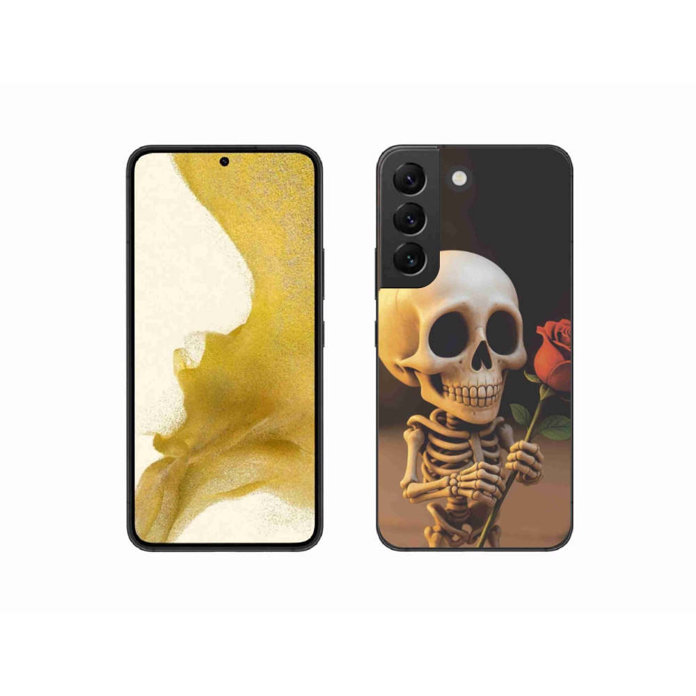 Gélový kryt mmCase na Samsung Galaxy S22 5G - kostlivec s ružou