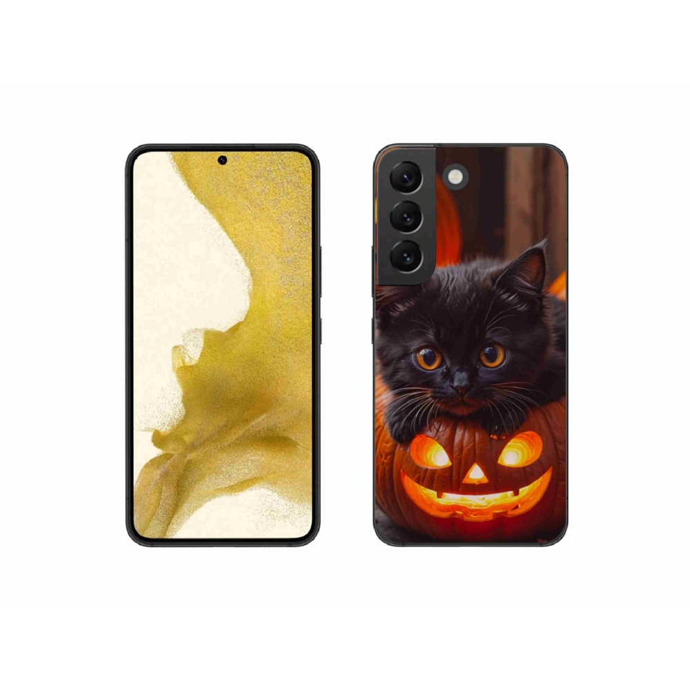 Gélový kryt mmCase na Samsung Galaxy S22 5G - mačiatko a tekvica