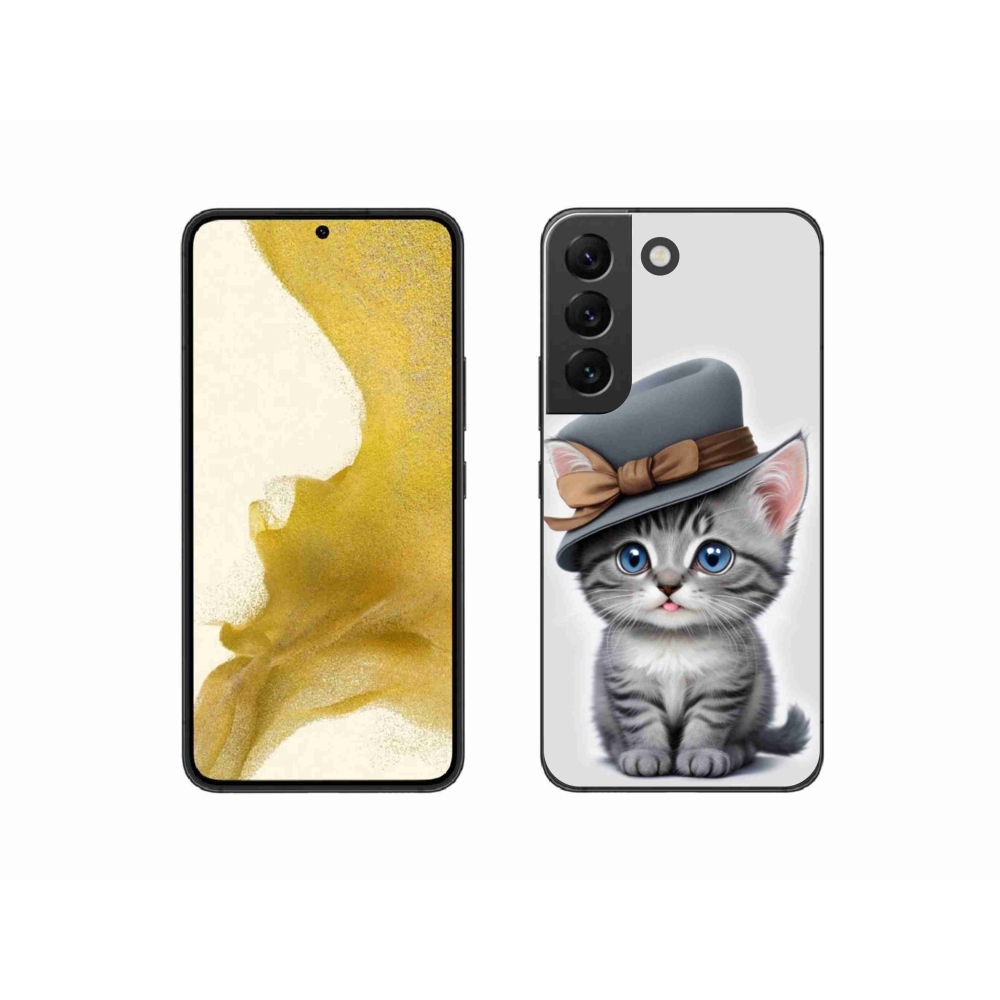 Gélový kryt mmCase na Samsung Galaxy S22 5G - mačiatko s klobúkom