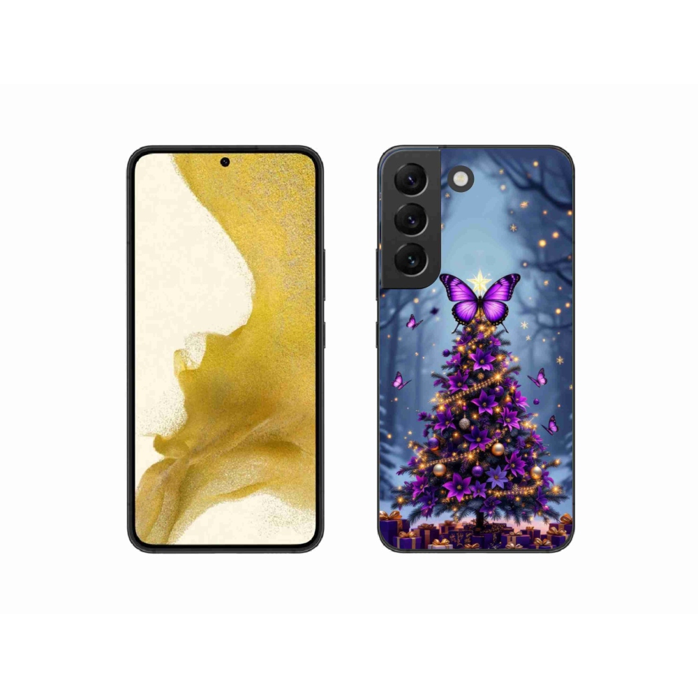 Gélový kryt mmCase na Samsung Galaxy S22 5G - motýlí vianočný stromček
