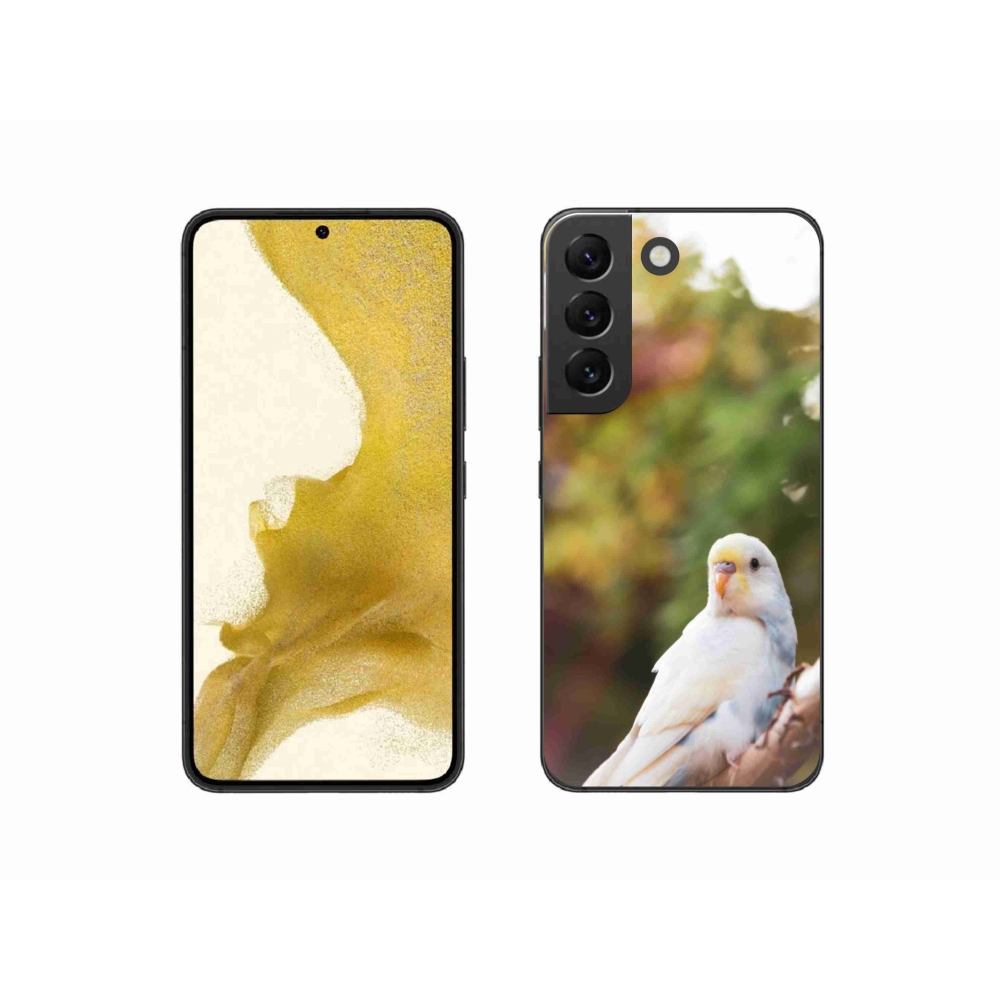 Gélový kryt mmCase na Samsung Galaxy S22 5G - papagáj andulka biela