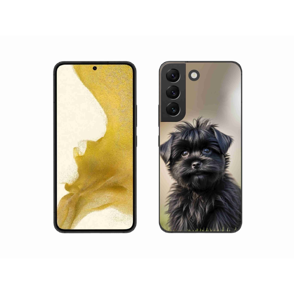 Gélový kryt mmCase na Samsung Galaxy S22 5G - roztomilý čierny psík