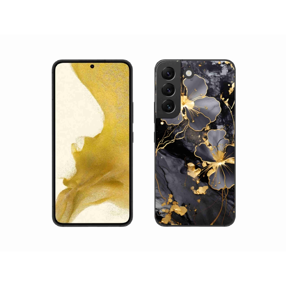 Gélový kryt mmCase na Samsung Galaxy S22 5G - zlaté kvety