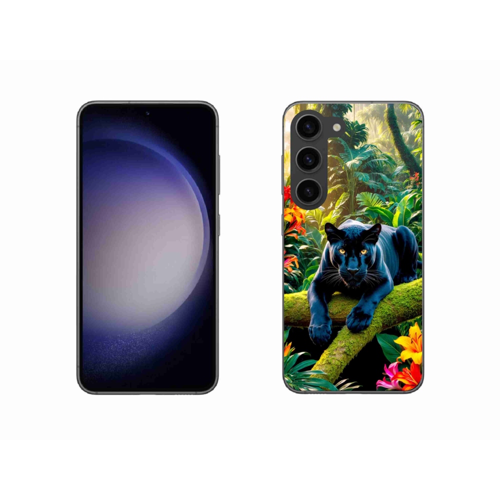 Gélový kryt mmCase na Samsung Galaxy S23 5G - čierny panter v džungli