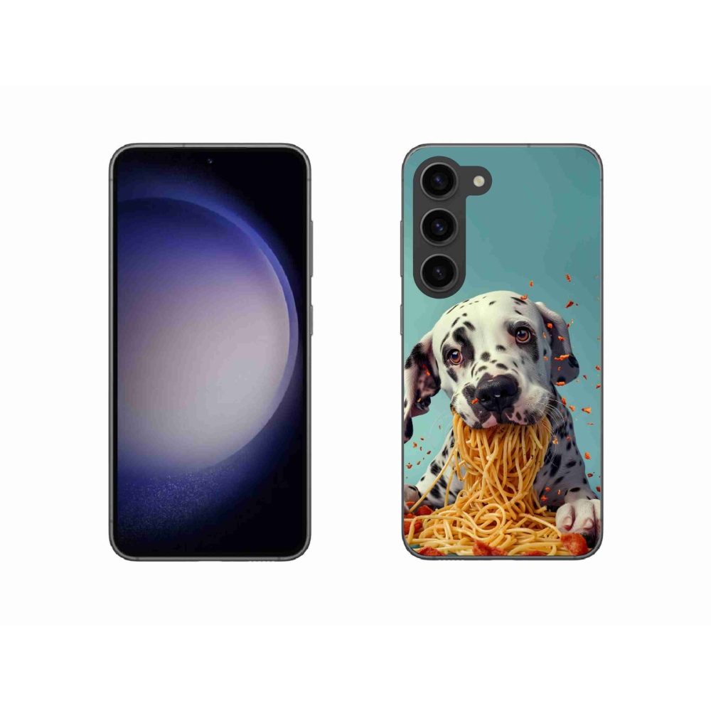 Gélový kryt mmCase na Samsung Galaxy S23 5G - dalmatín a špagety