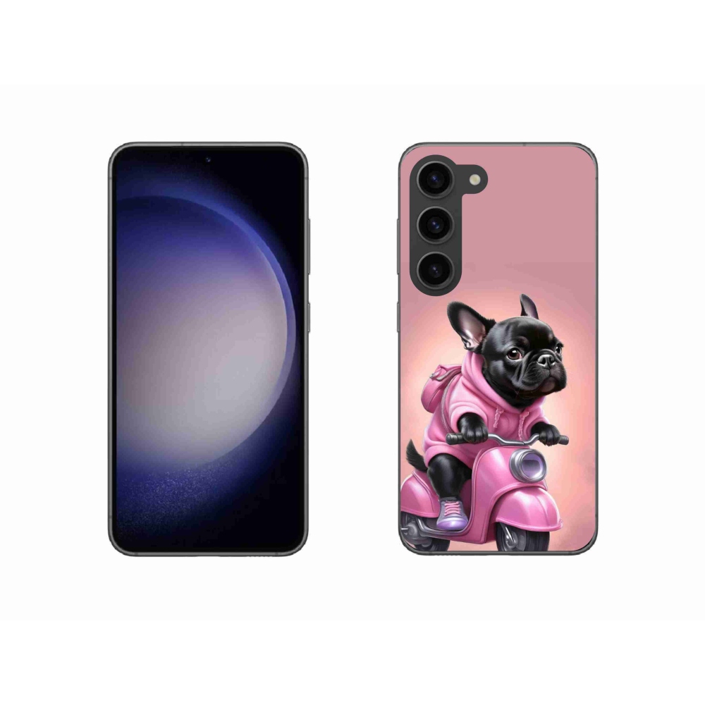 Gélový kryt mmCase na Samsung Galaxy S23 5G - francúzsky buldoček na skútri