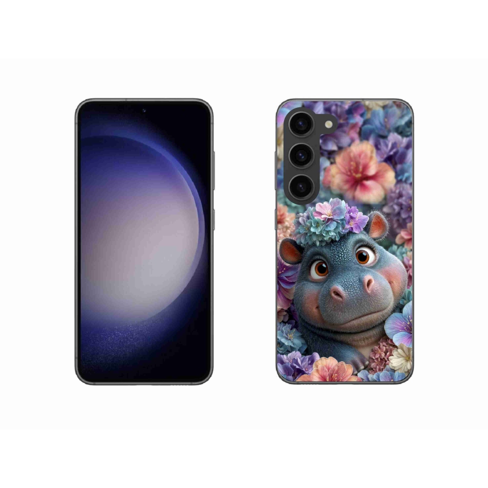 Gélový kryt mmCase na Samsung Galaxy S23 5G - hrošík v kvetoch