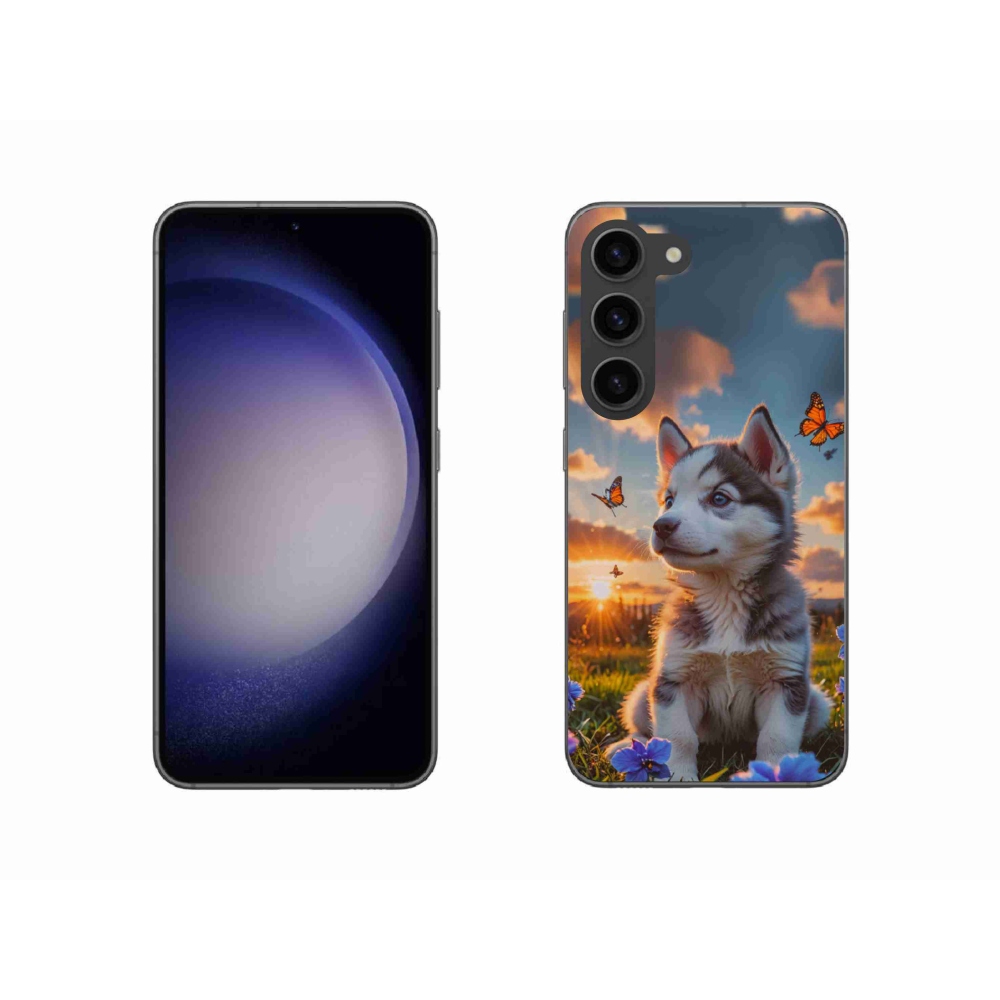 Gélový kryt mmCase na Samsung Galaxy S23 5G - husky pri západe slnka