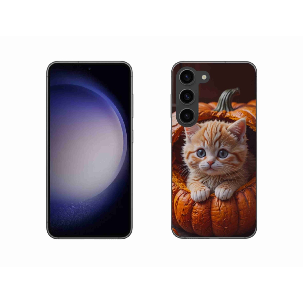 Gélový kryt mmCase na Samsung Galaxy S23 5G - mačiatko a tekvica 2