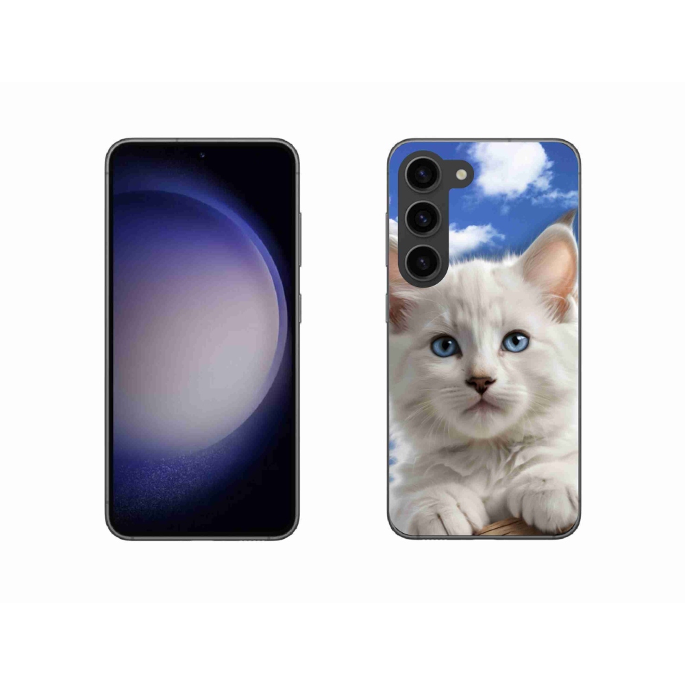 Gélový kryt mmCase na Samsung Galaxy S23 5G - mačiatko a oblaky