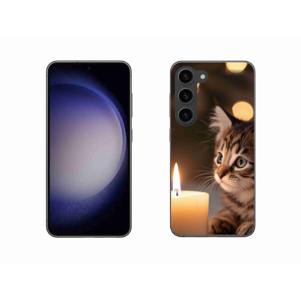 Gélový kryt mmCase na Samsung Galaxy S23 5G - mačiatko a sviečka