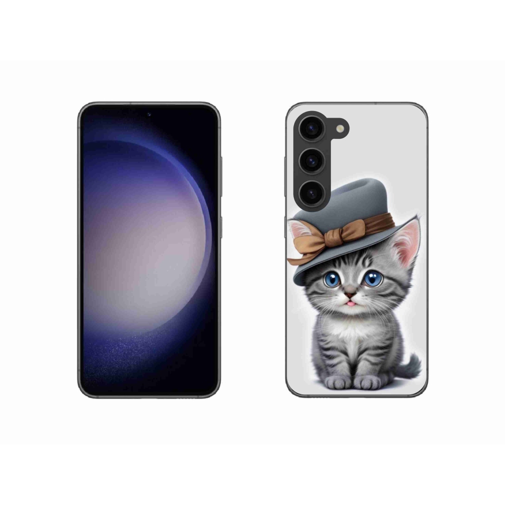 Gélový kryt mmCase na Samsung Galaxy S23 5G - mačiatko s klobúkom