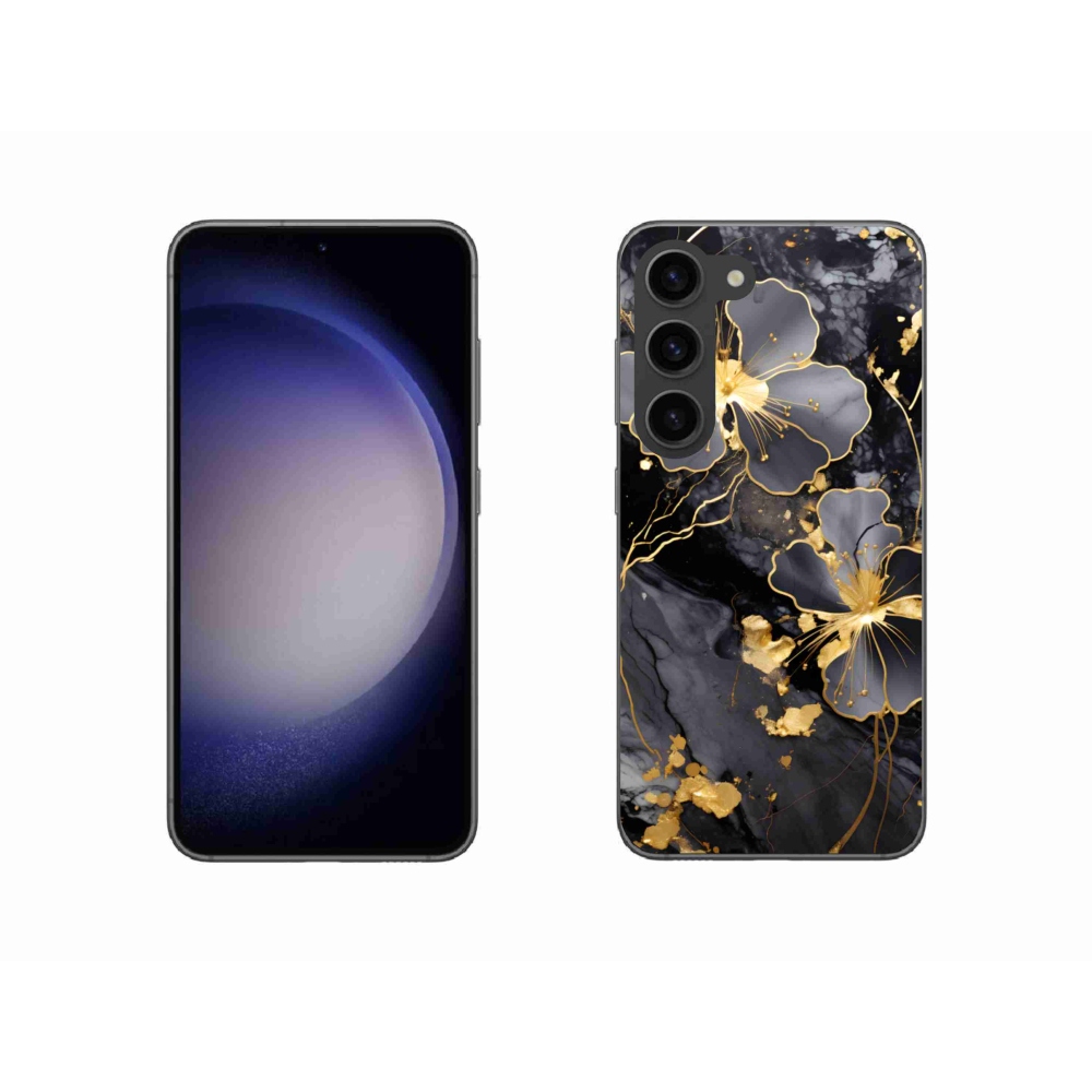 Gélový kryt mmCase na Samsung Galaxy S23 5G - zlaté kvety