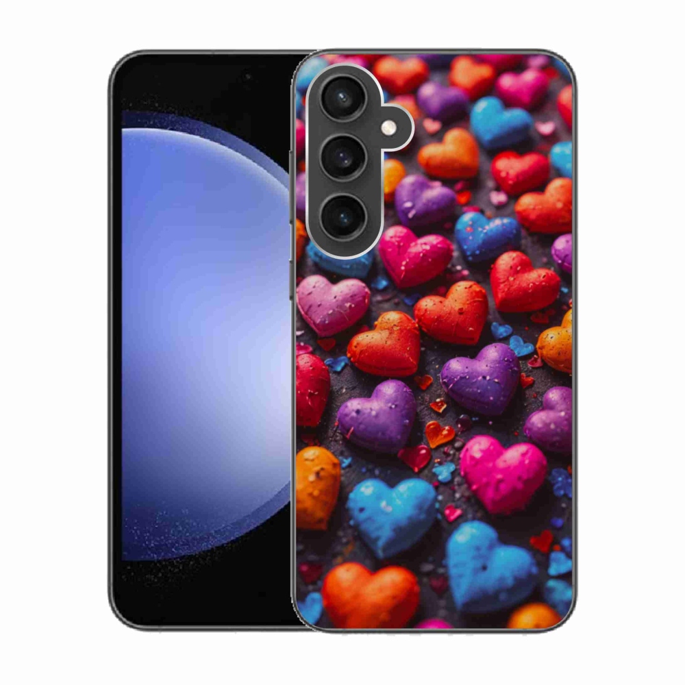 Gélový kryt mmCase na Samsung Galaxy S23 FE - farebné srdcia