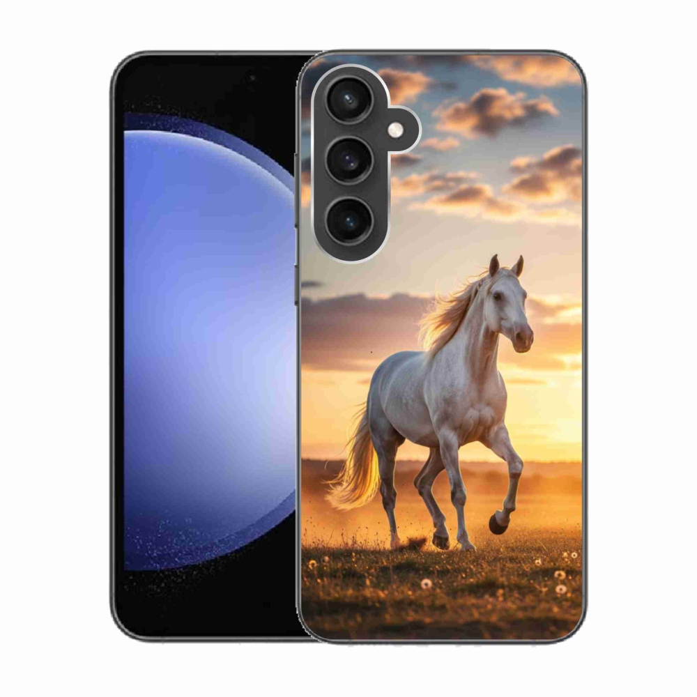 Gélový kryt mmCase na Samsung Galaxy S23 FE - bežiaci biely kôň 2