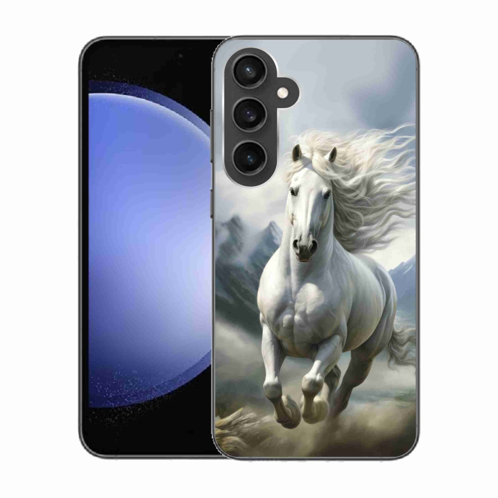 Gélový kryt mmCase na Samsung Galaxy S23 FE - bežiaci biely kôň 3
