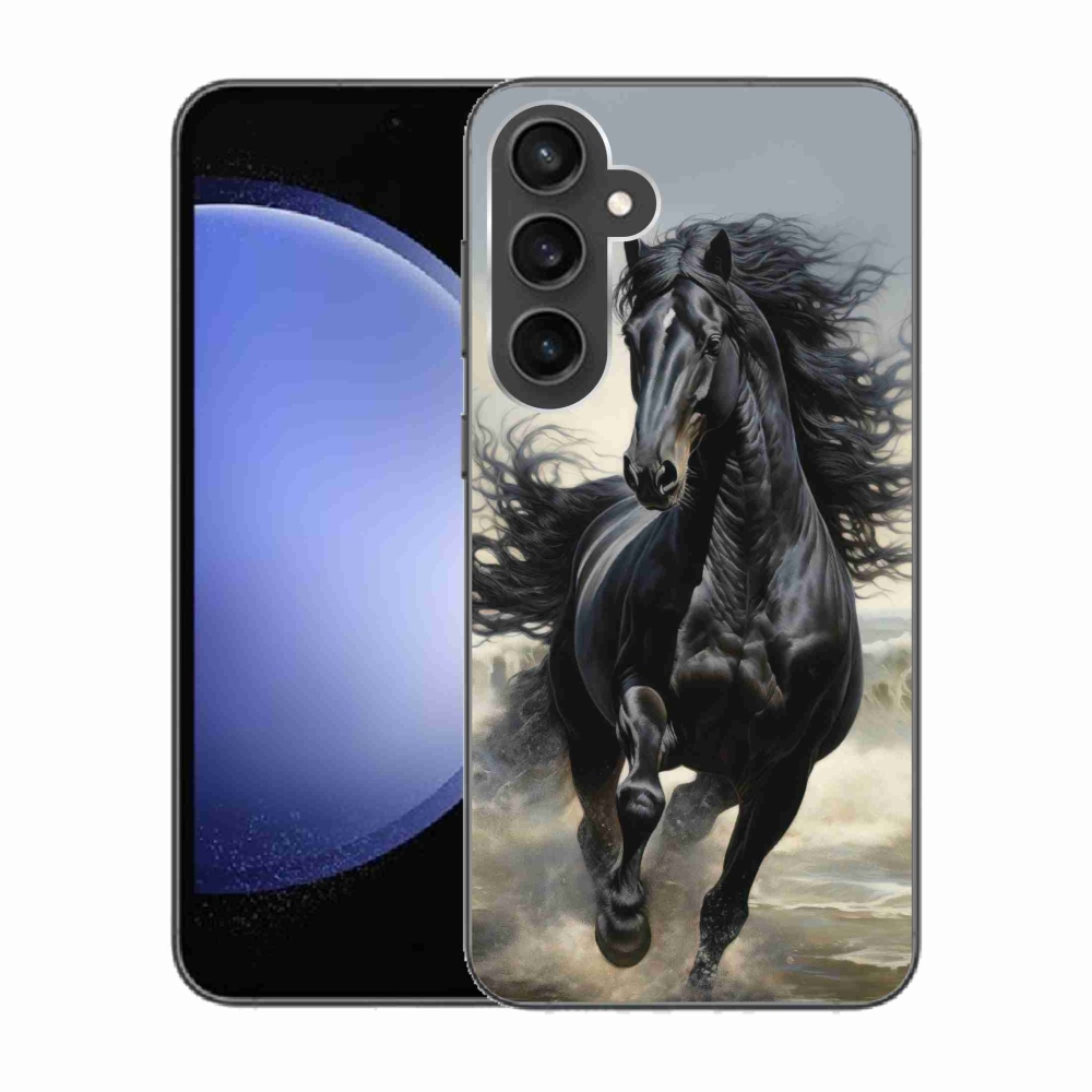 Gélový kryt mmCase na Samsung Galaxy S23 FE - bežiaci čierny kôň