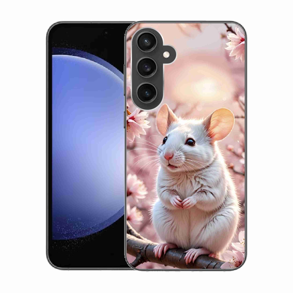 Gélový kryt mmCase na Samsung Galaxy S23 FE - biela myš na vetve