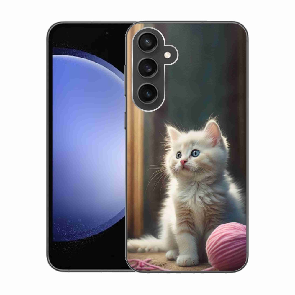 Gélový kryt mmCase na Samsung Galaxy S23 FE - biele mačiatko 2