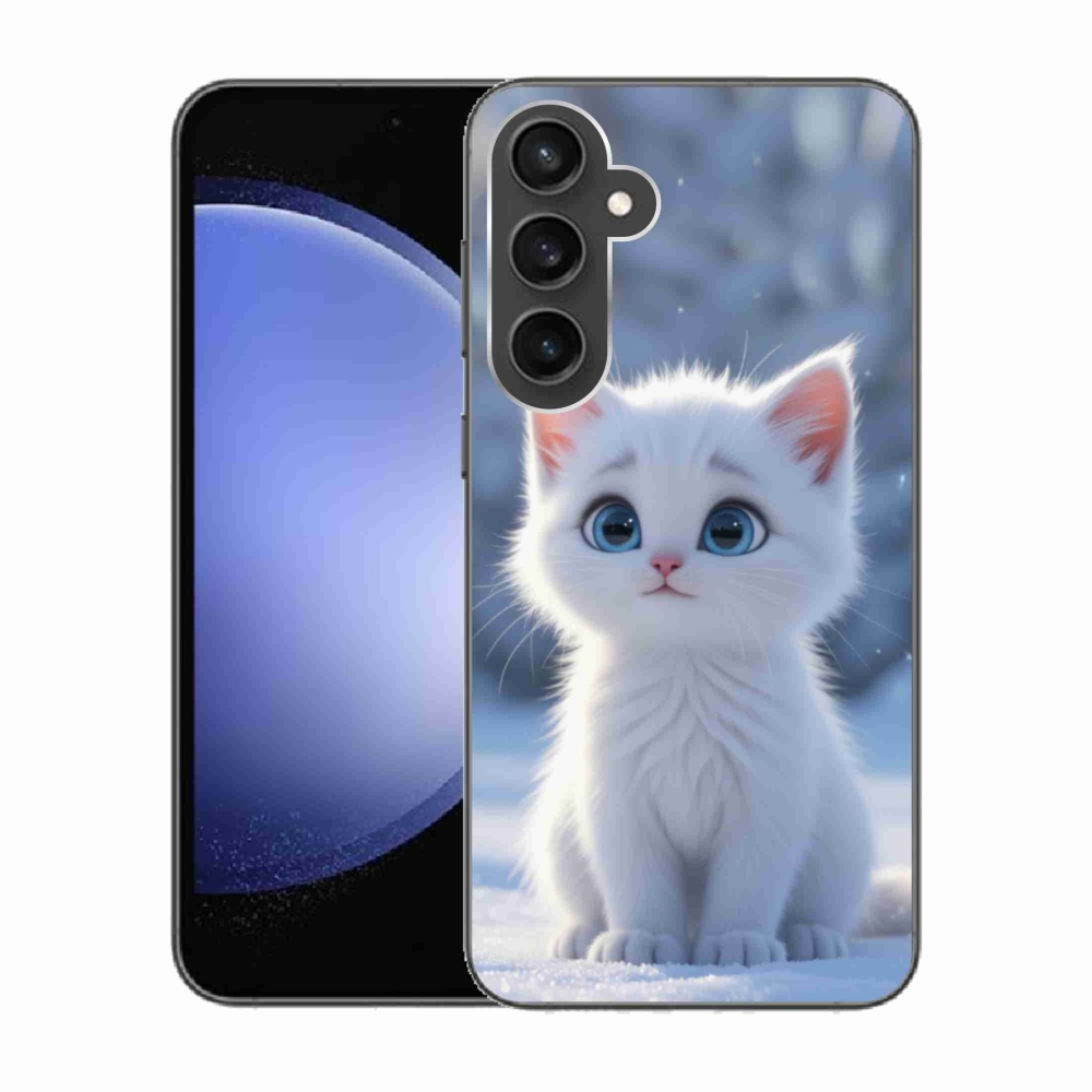 Gélový kryt mmCase na Samsung Galaxy S23 FE - biele mačiatko 3