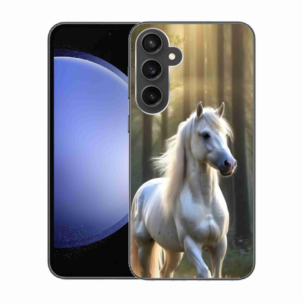 Gélový kryt mmCase na Samsung Galaxy S23 FE - biely kôň 3