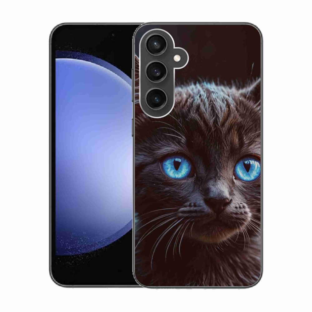 Gélový kryt mmCase na Samsung Galaxy S23 FE - čierne mačiatko 2