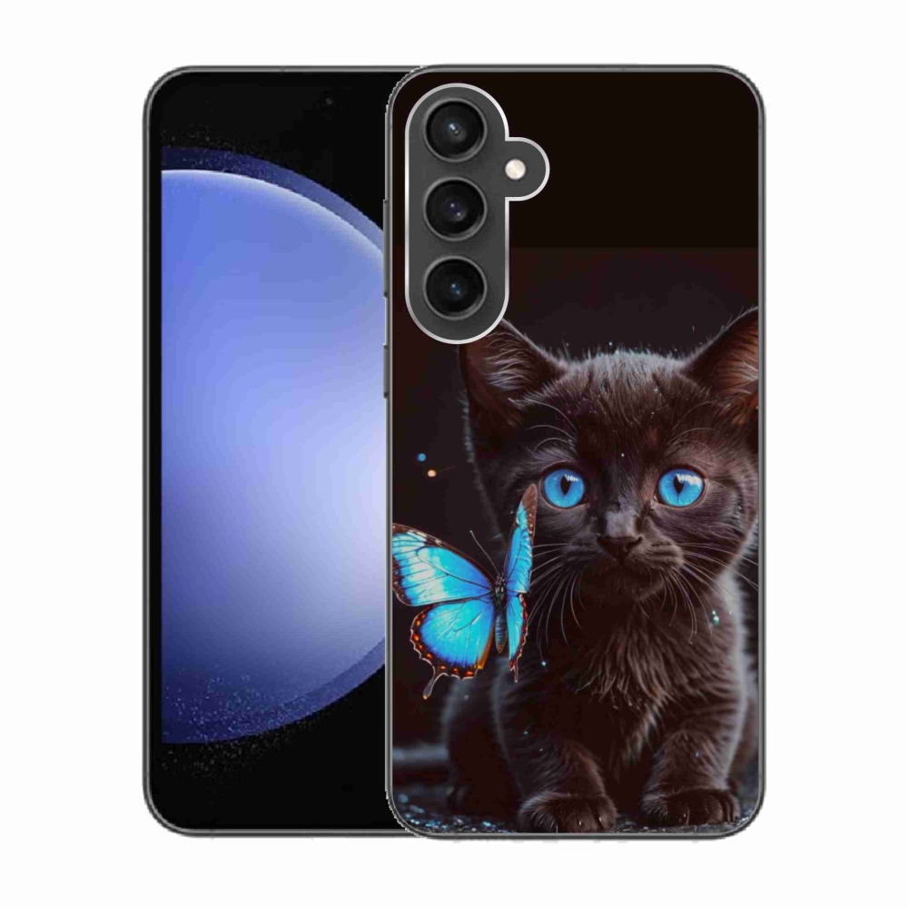 Gélový kryt mmCase na Samsung Galaxy S23 FE - čierne mačiatko 3