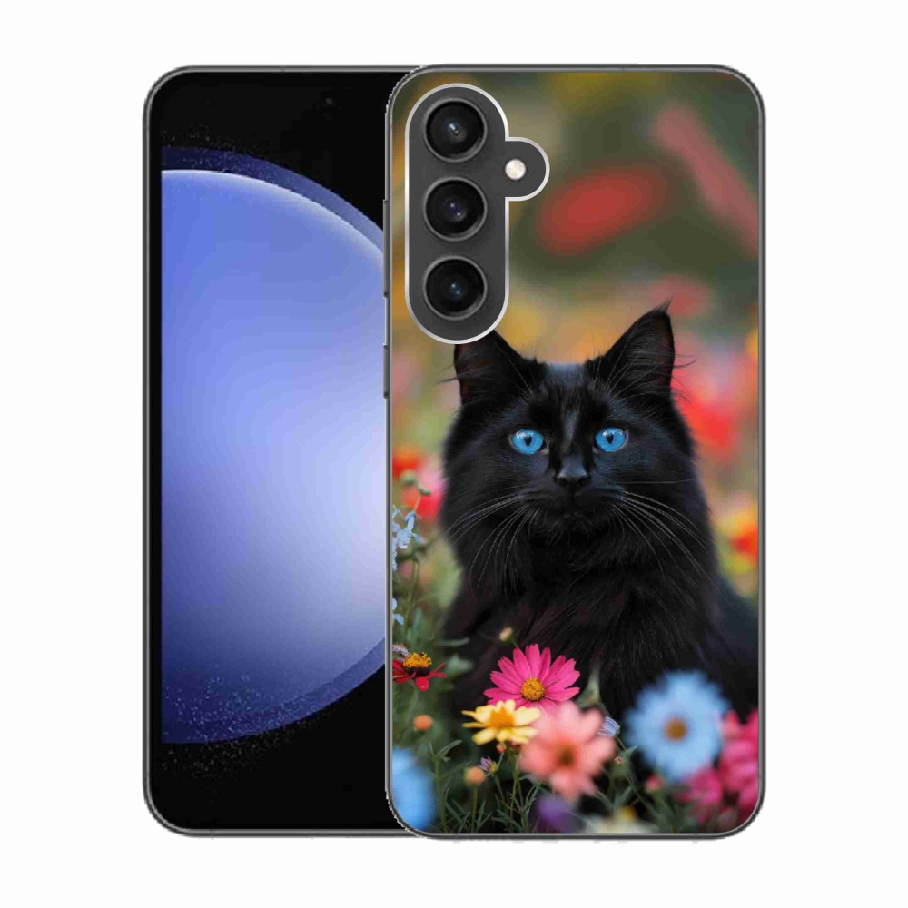 Gélový kryt mmCase na Samsung Galaxy S23 FE - čierne mačiatko 4