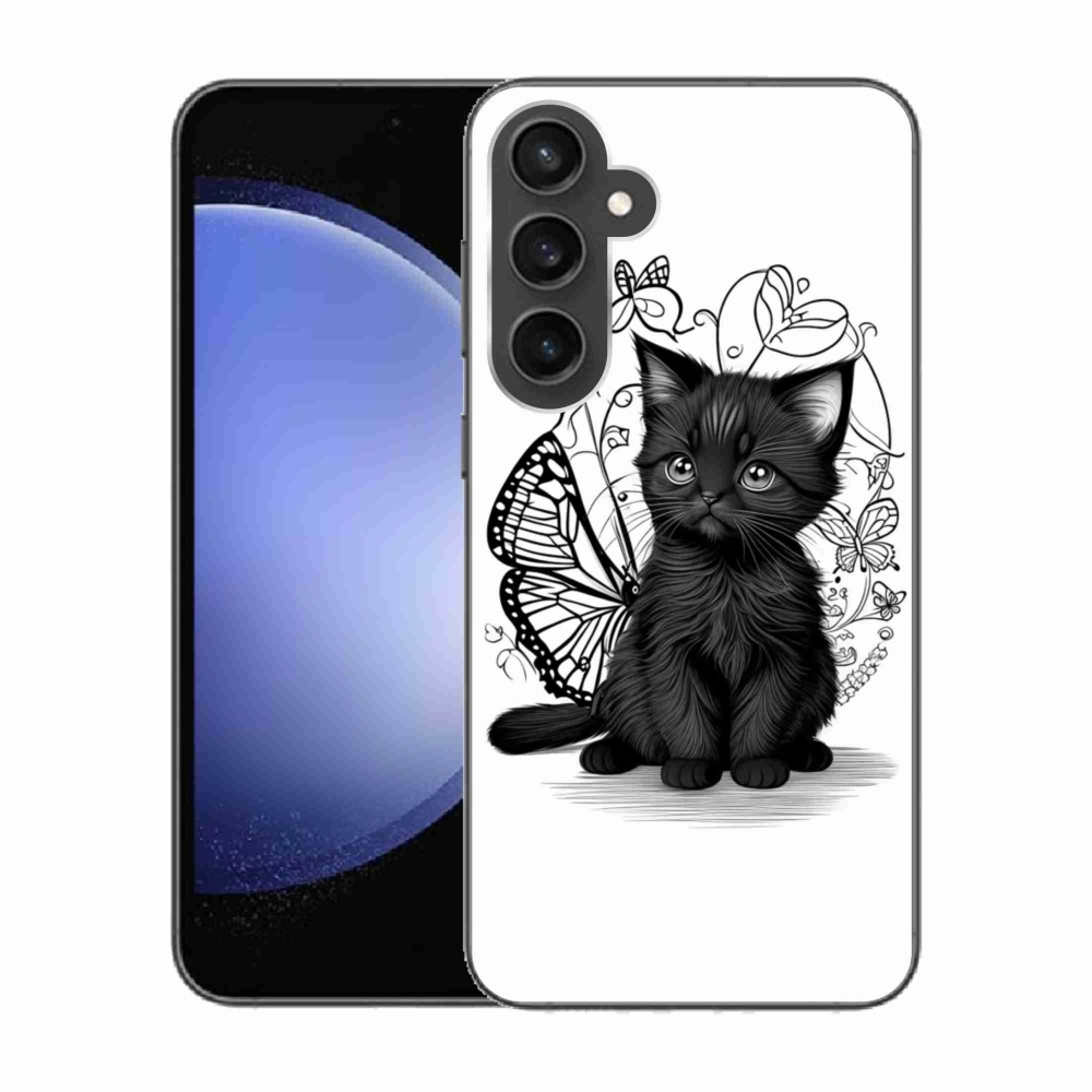 Gélový kryt mmCase na Samsung Galaxy S23 FE - čierne mačiatko