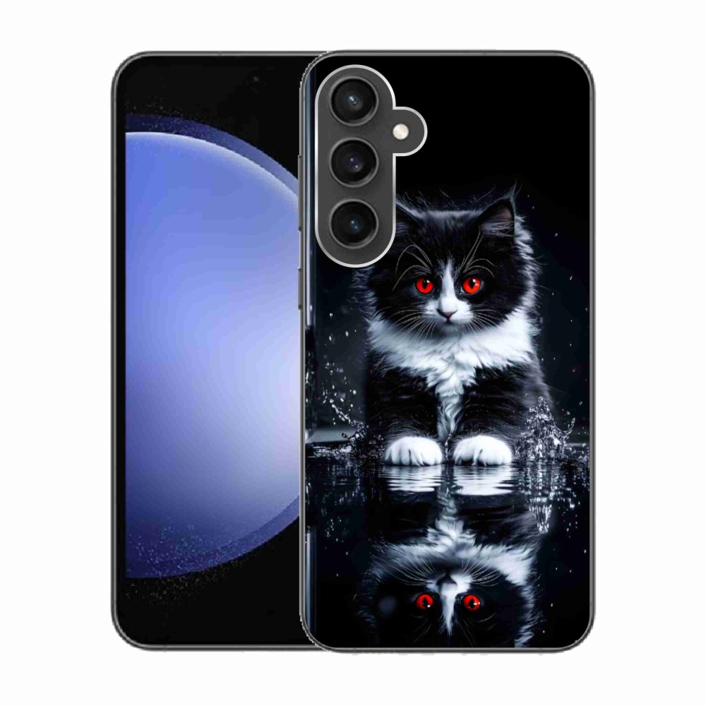 Gélový kryt mmCase na Samsung Galaxy S23 FE - čiernobiele mačiatko