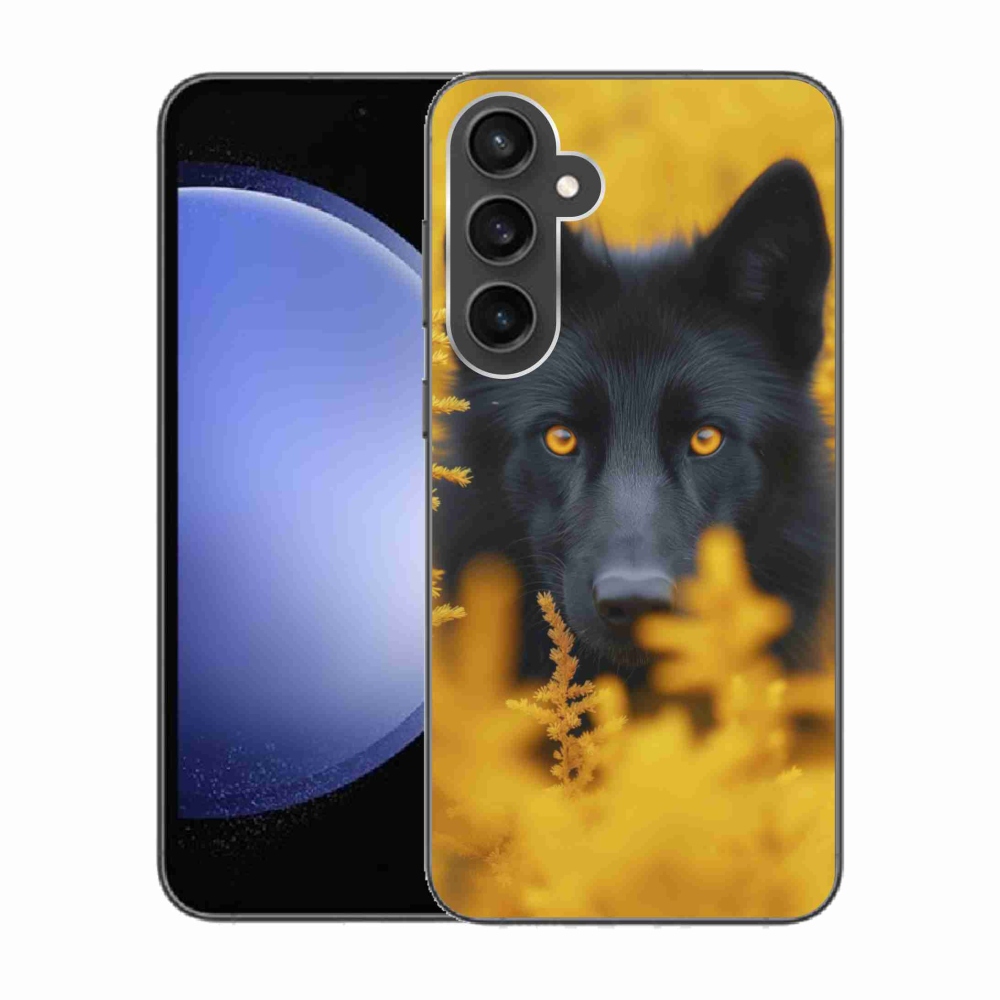 Gélový kryt mmCase na Samsung Galaxy S23 FE - čierny vlk 2