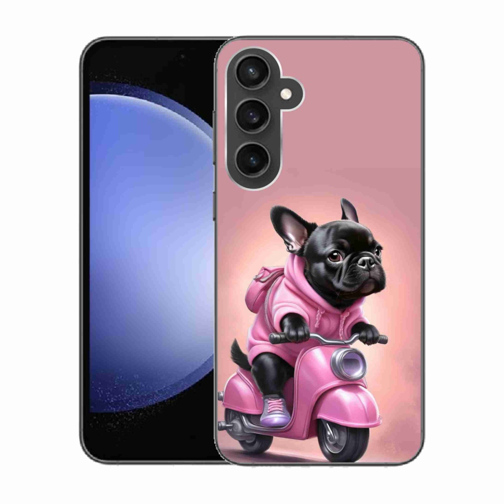 Gélový kryt mmCase na Samsung Galaxy S23 FE - francúzsky buldoček na skútri