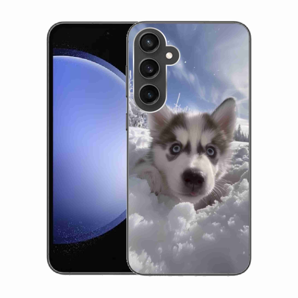 Gélový kryt mmCase na Samsung Galaxy S23 FE - husky v snehu