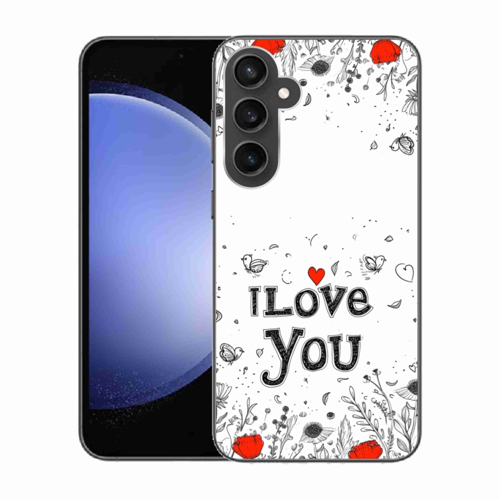 Gélový kryt mmCase na Samsung Galaxy S23 FE - I love you biele pozadie