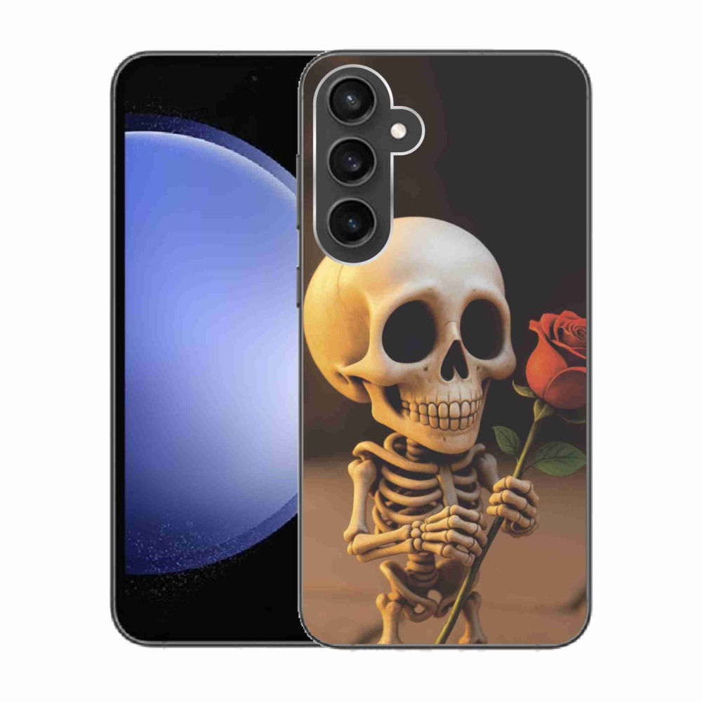 Gélový kryt mmCase na Samsung Galaxy S23 FE - kostlivec s ružou