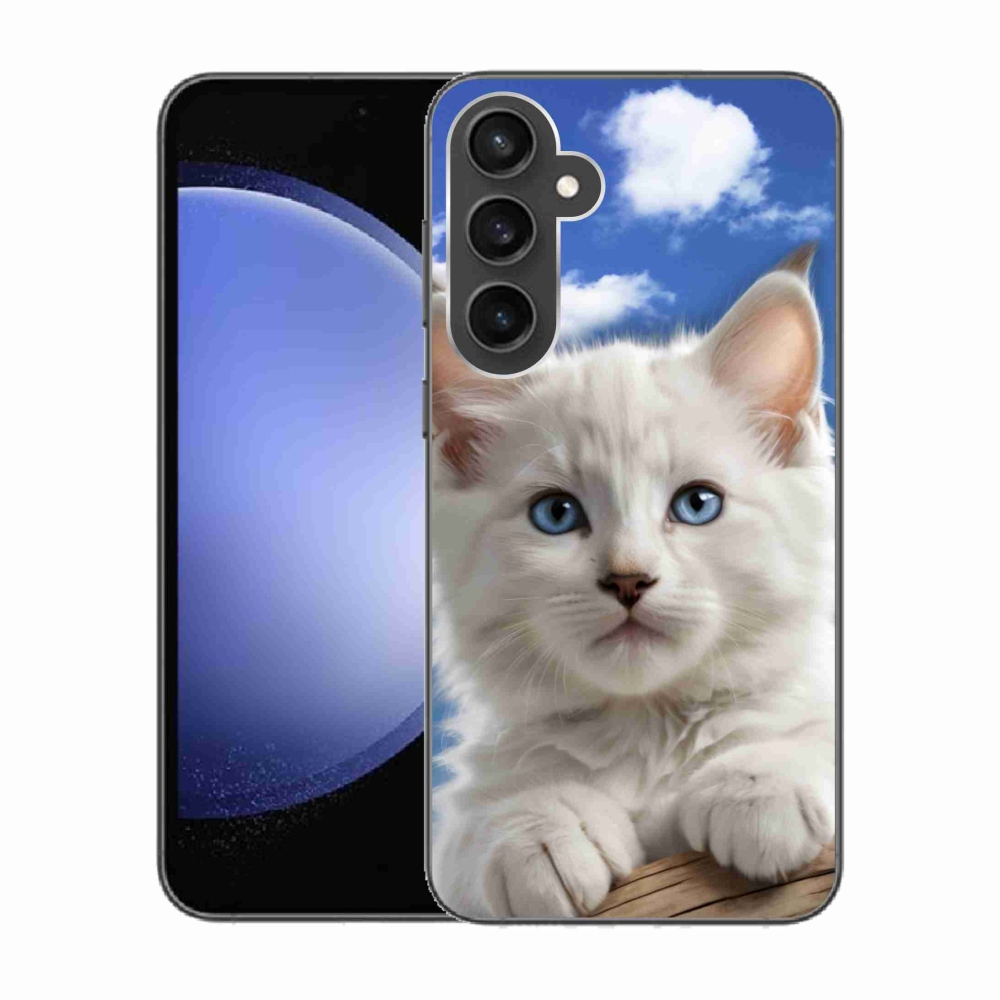 Gélový kryt mmCase na Samsung Galaxy S23 FE - mačiatko a oblaky