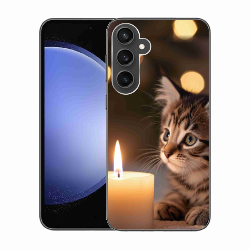 Gélový kryt mmCase na Samsung Galaxy S23 FE - mačiatko a sviečka