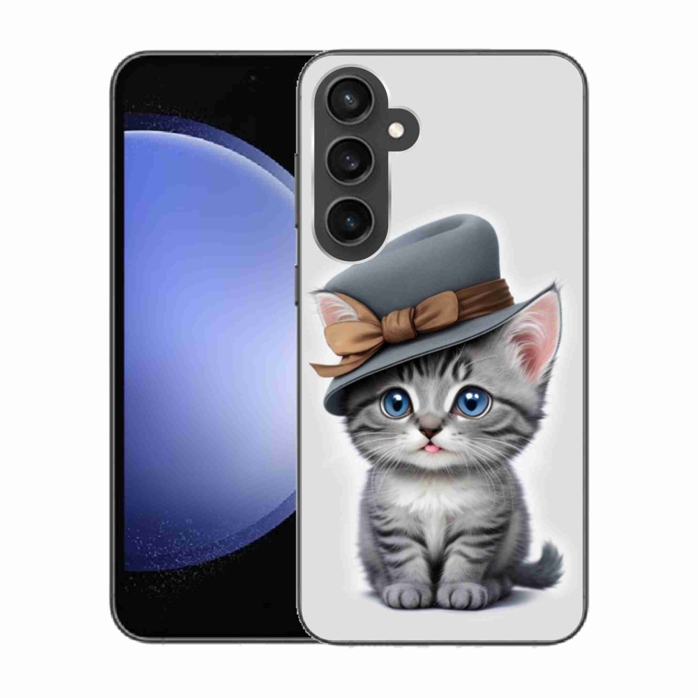 Gélový kryt mmCase na Samsung Galaxy S23 FE - mačiatko s klobúkom