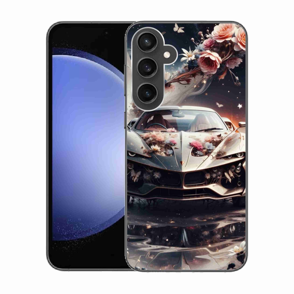 Gélový kryt mmCase na Samsung Galaxy S23 FE - kvetinový športový automobil