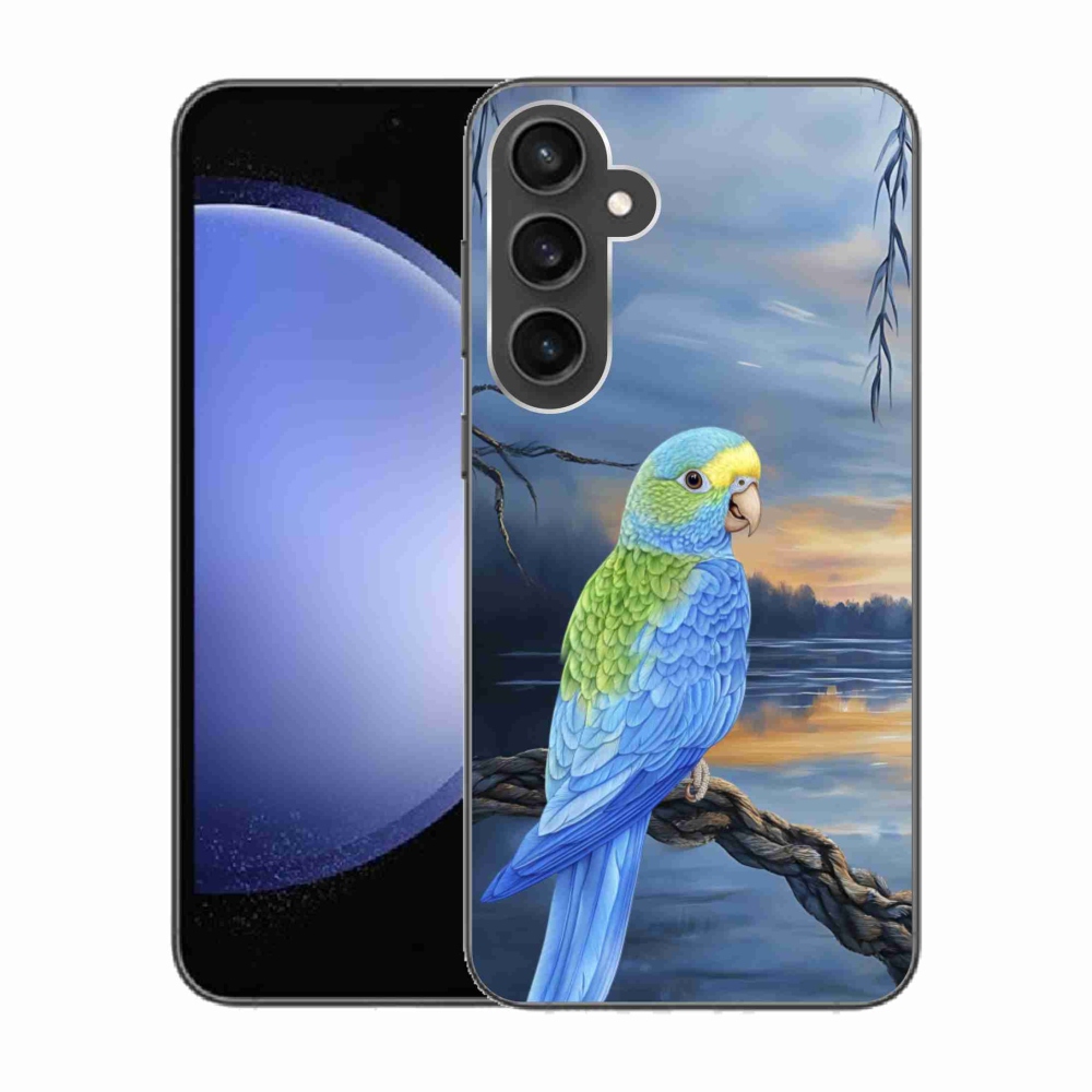 Gélový kryt mmCase na Samsung Galaxy S23 FE - modrý papagáj