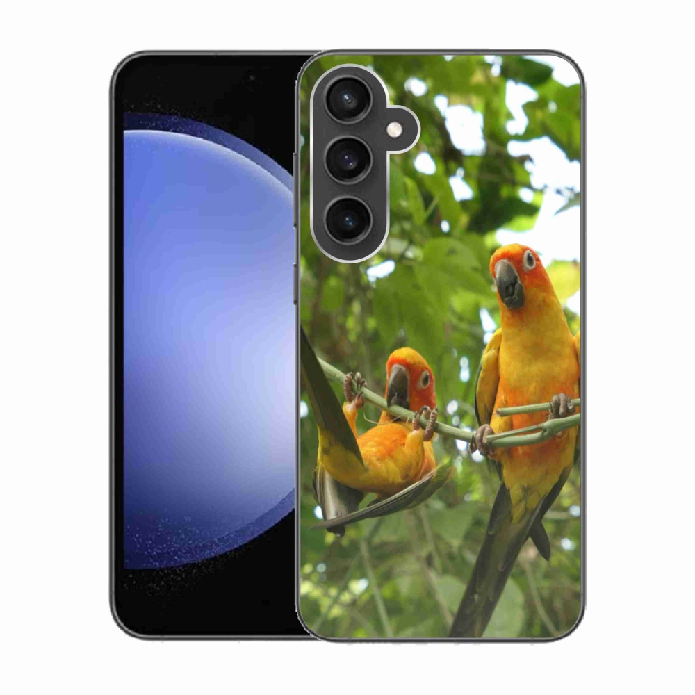 Gélový kryt mmCase na Samsung Galaxy S23 FE - papagáje aratingy