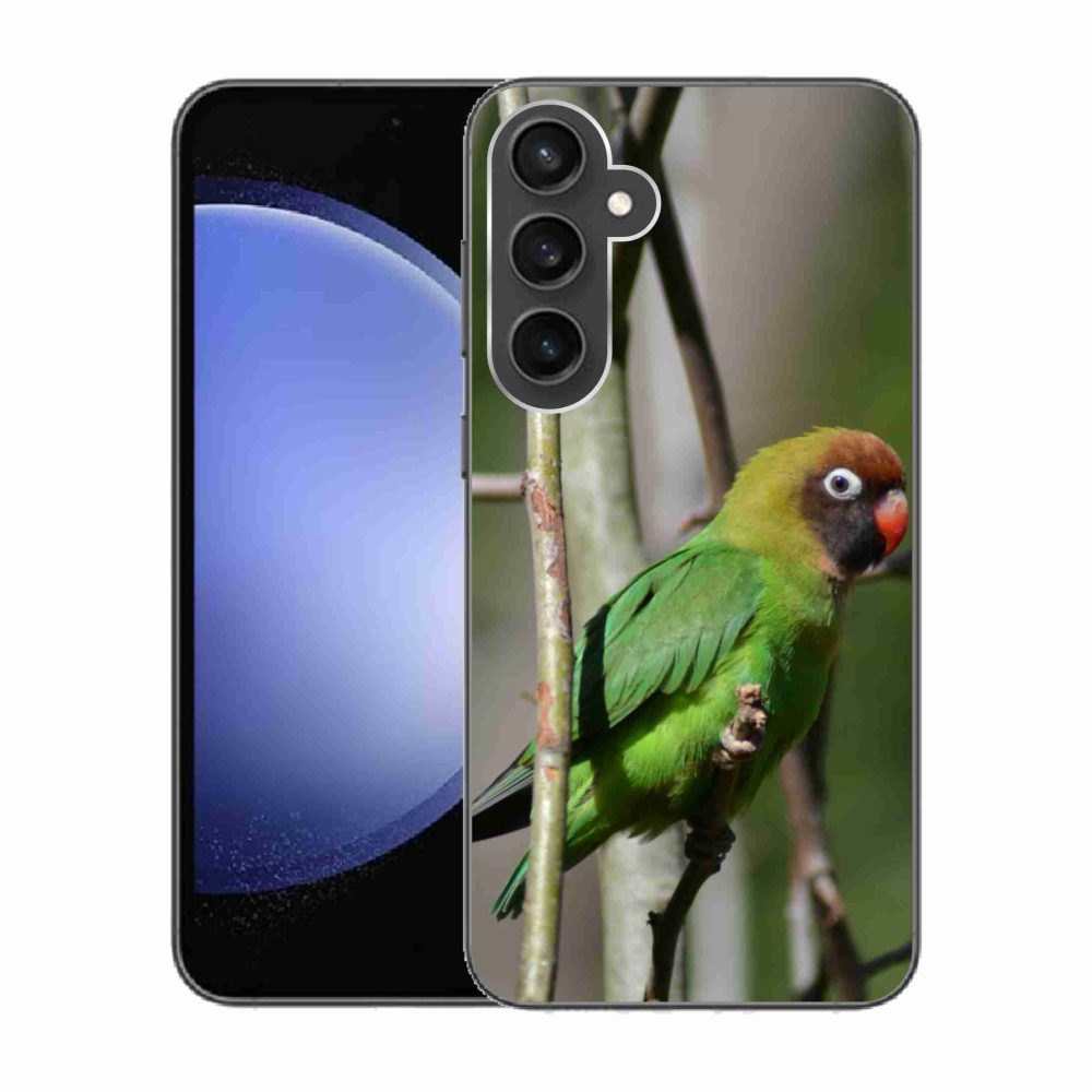 Gélový kryt mmCase na Samsung Galaxy S23 FE - papagáj agapornis