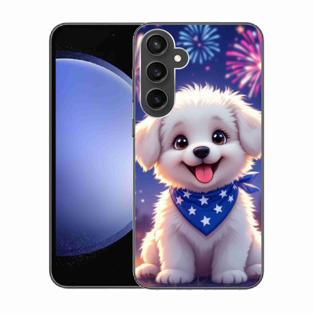 Gélový kryt mmCase na Samsung Galaxy S23 FE - slávnostné šteňa