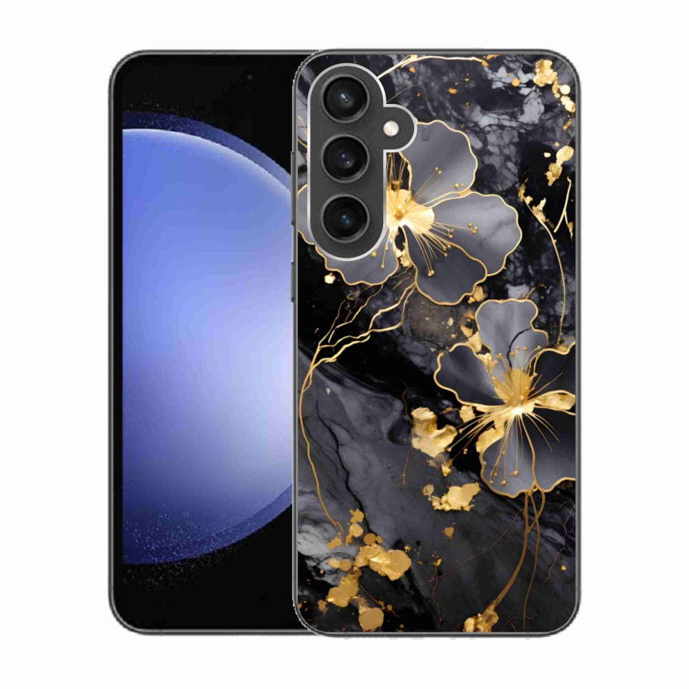 Gélový kryt mmCase na Samsung Galaxy S23 FE - zlaté kvety