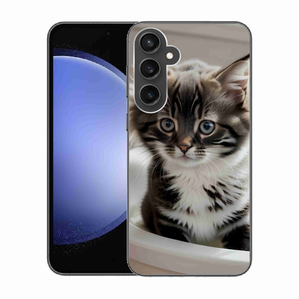 Gélový kryt mmCase na Samsung Galaxy S23 FE - zvedavé mačiatko