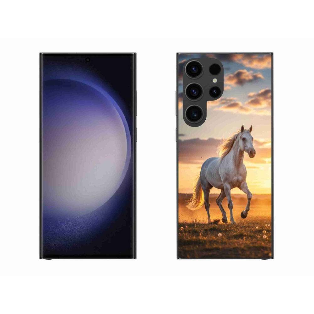 Gélový kryt mmCase na Samsung Galaxy S23 Ultra 5G - bežiaci biely kôň 2