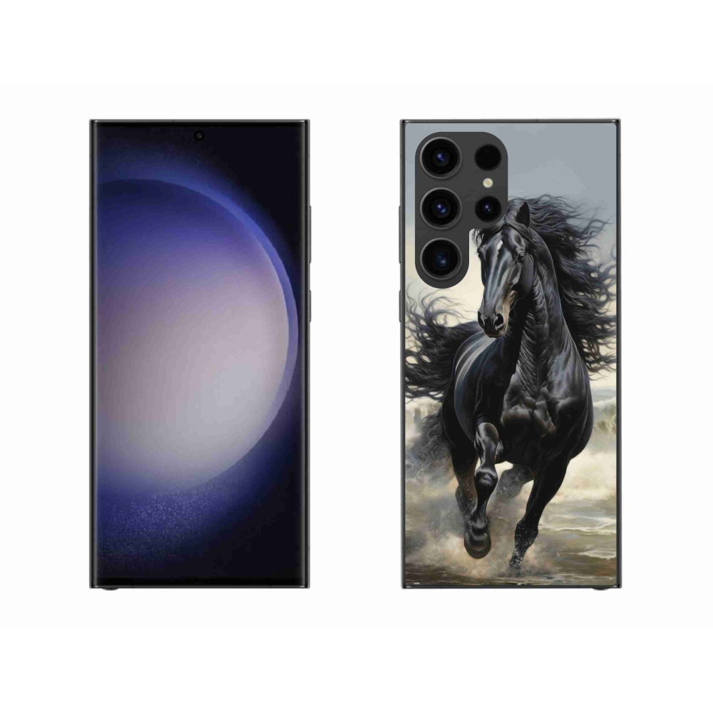 Gélový kryt mmCase na Samsung Galaxy S23 Ultra 5G - bežiaci čierny kôň
