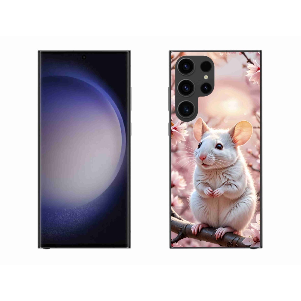 Gélový kryt mmCase na Samsung Galaxy S23 Ultra 5G - biela myš na vetve