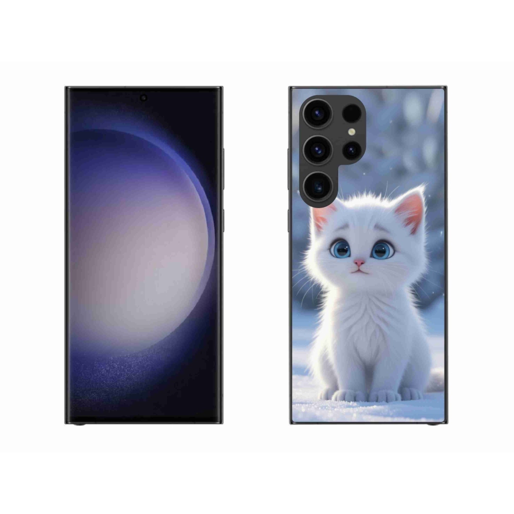 Gélový kryt mmCase na Samsung Galaxy S23 Ultra 5G - biele mačiatko 3
