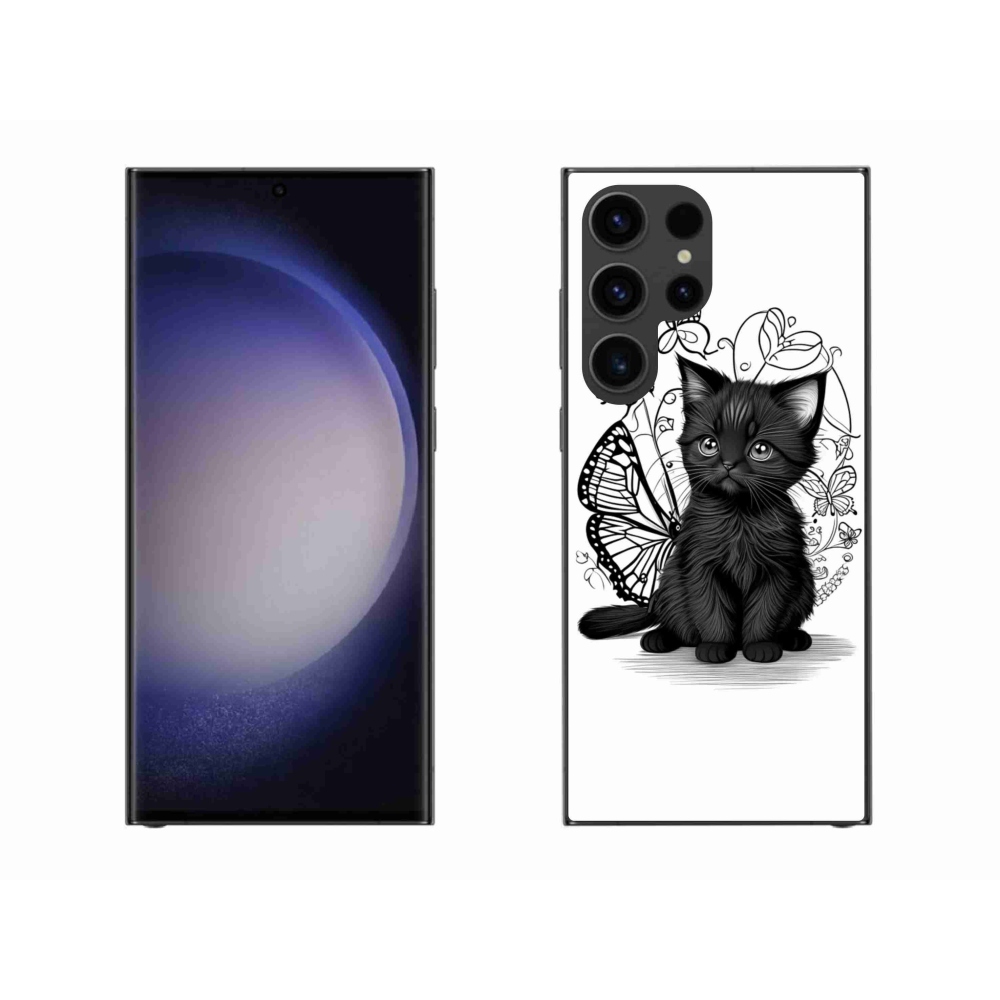 Gélový kryt mmCase na Samsung Galaxy S23 Ultra 5G - čierne mačiatko